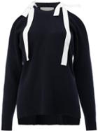 Monse - Bow Detail Sweater - Women - Cotton - Xs, Blue, Cotton