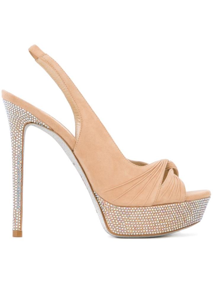 René Caovilla Knot Embellished Sandals