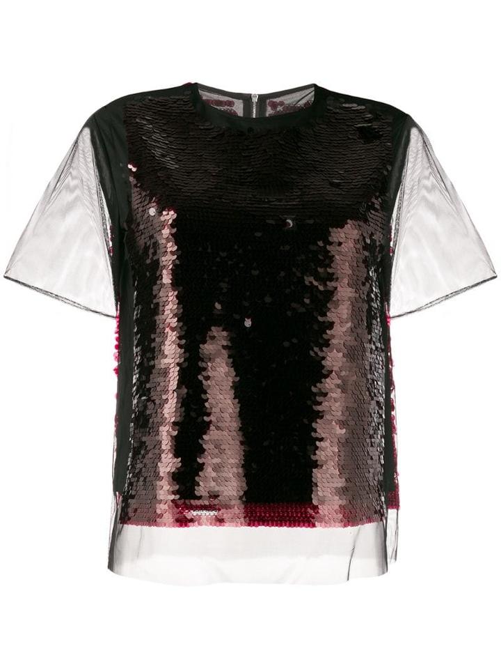 Mcq Alexander Mcqueen Sequin Mesh T-shirt - Black