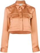 Off-white Satin Cropped Jacket - Nude & Neutrals