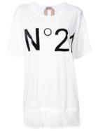 No21 Feather Trim Logo T-shirt - White