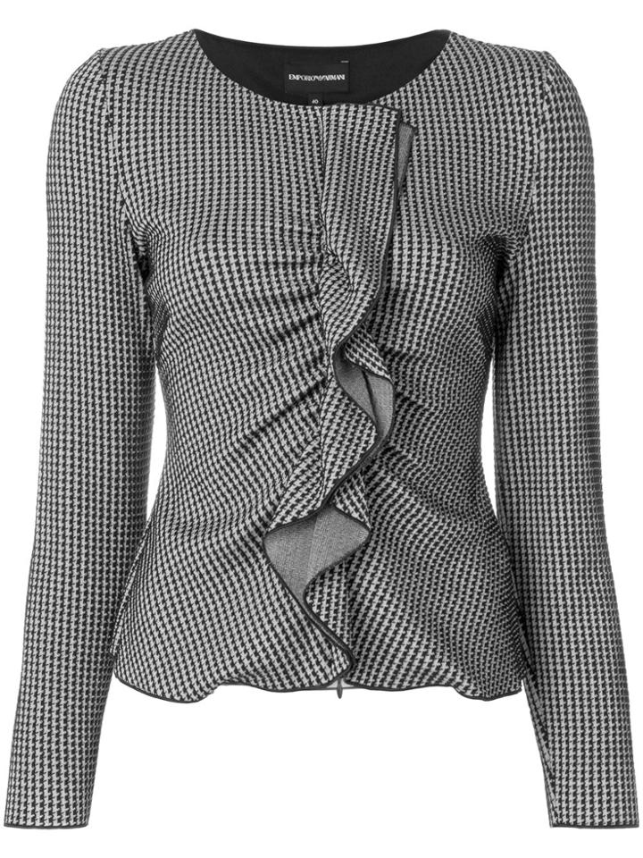Emporio Armani Houndstooth Ruffled Jacket - Blue