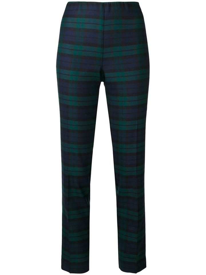 P.a.r.o.s.h. - Checked Straight Trousers - Women - Spandex/elastane/virgin Wool - M, Blue, Spandex/elastane/virgin Wool