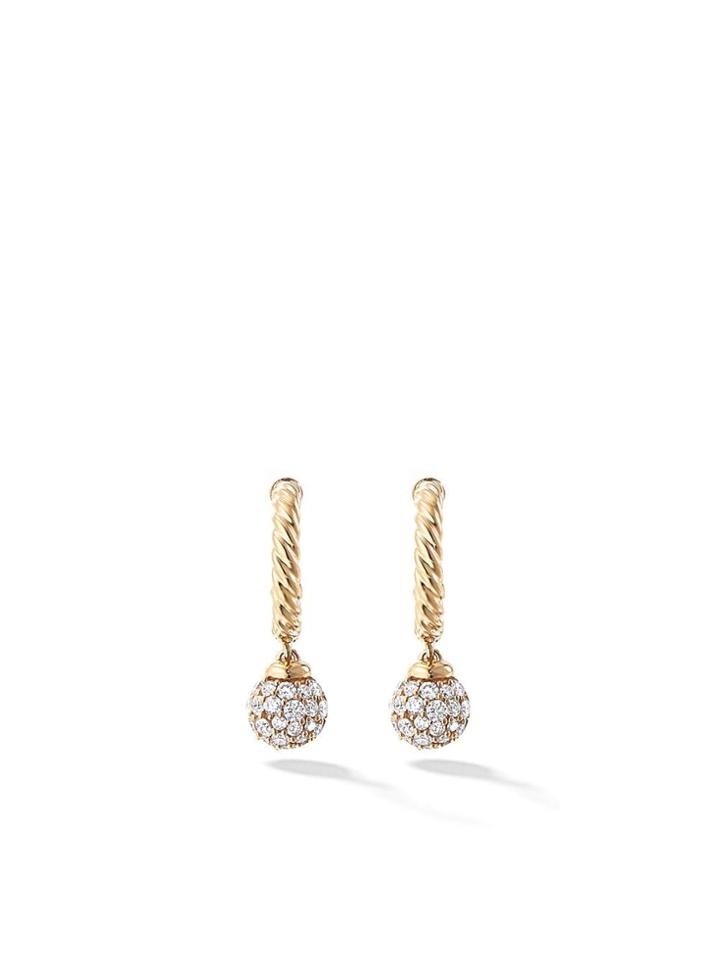 David Yurman 18kt Yellow Gold Solari Diamond Hoops - 88adi