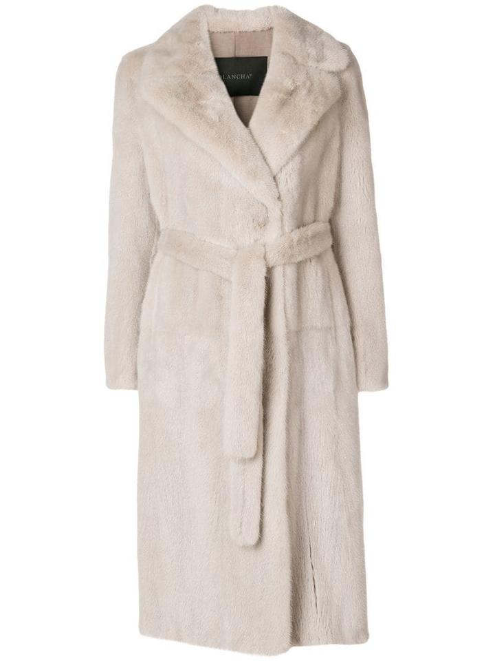 Blancha Mink Fur Belted Coat - Neutrals