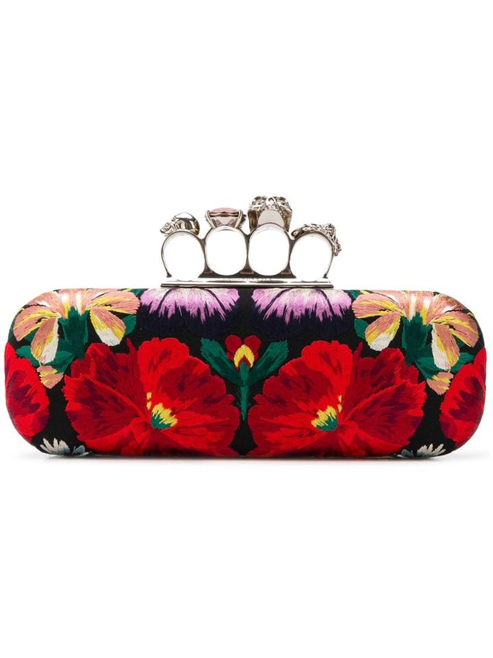 Alexander Mcqueen Jewelled Four Ring Clutch - Black