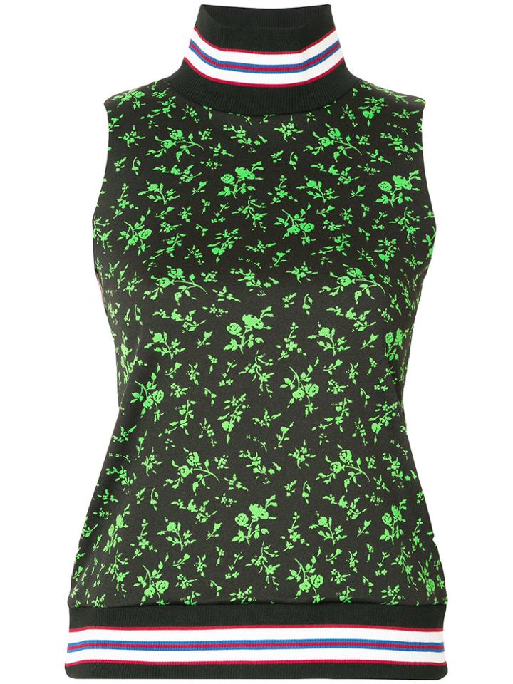 Maison Mihara Yasuhiro Floral Ribbed Collar Tank - Black