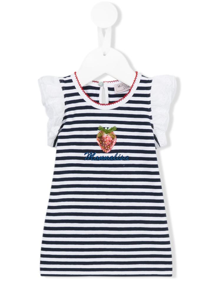 Monnalisa - Striped Strawberry Detail Top - Kids - Cotton/spandex/elastane - 9 Mth, Blue