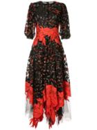 Costarellos Floral Sequinned Midi Dress - Black