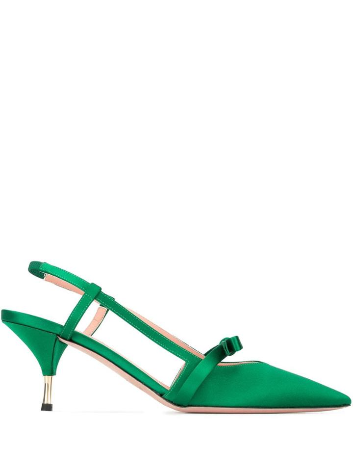 Rochas Satin Slingback Pumps - Green