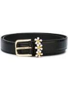 Dolce & Gabbana Daisy Crystal Belt, Women's, Size: 90, Black, Leather