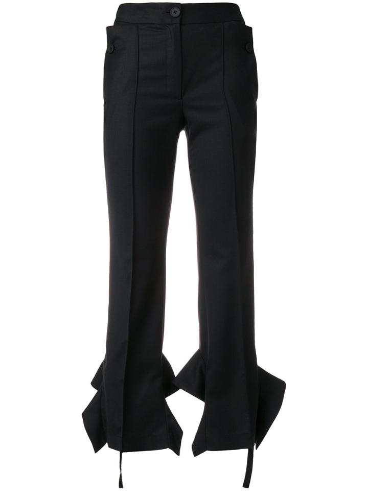 Eudon Choi Frill Hem Cropped Trousers - Black