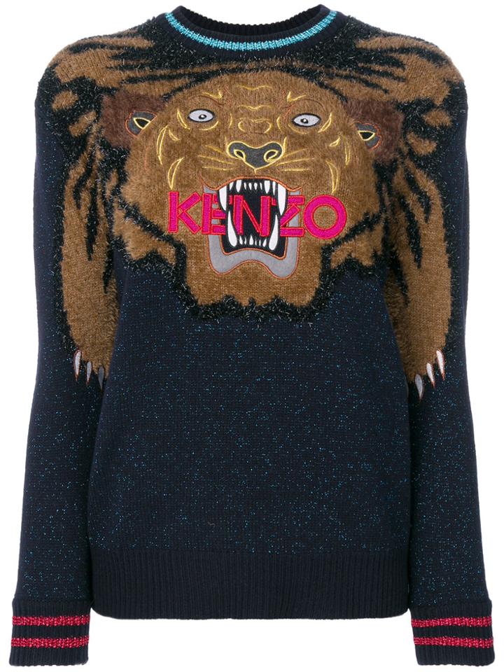 Kenzo Embroidered Tiger Christmas Jumper - Blue