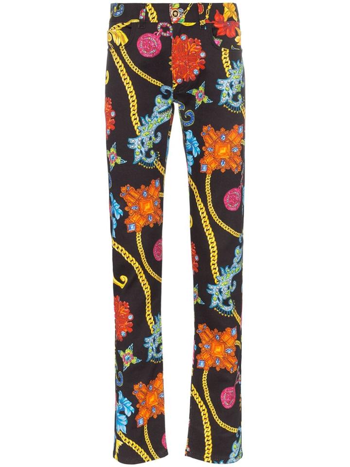 Versace Jewellery Print Slim-fit Jeans - A72w Multicoloured