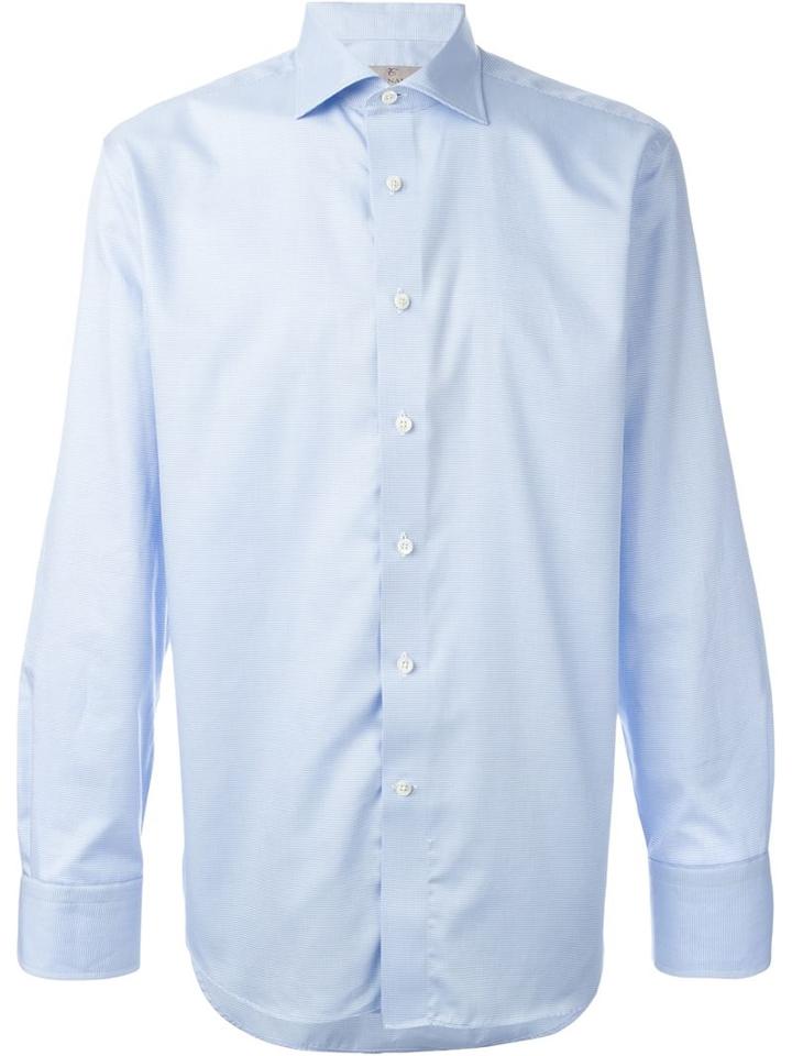 Canali Spread Collar Shirt, Men's, Size: 42, Blue, Cotton