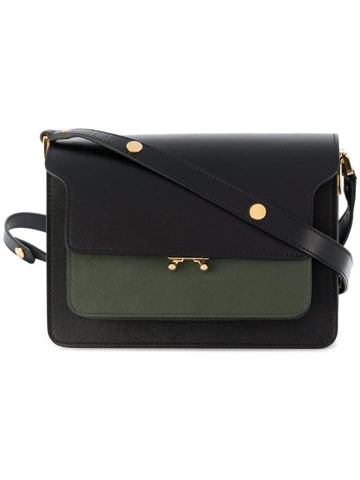 Marni Foldover Flap Shoulder Bag - Black