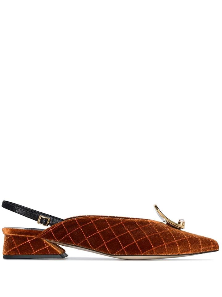 Yuul Yie Zizi 30mm Quilted-velvet Slingbacks - Orange