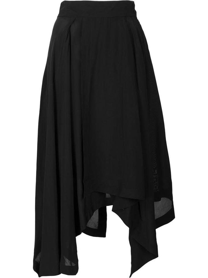 Loewe Asymmetric Pleated Skirt, Women's, Size: Medium, Black, Viscose