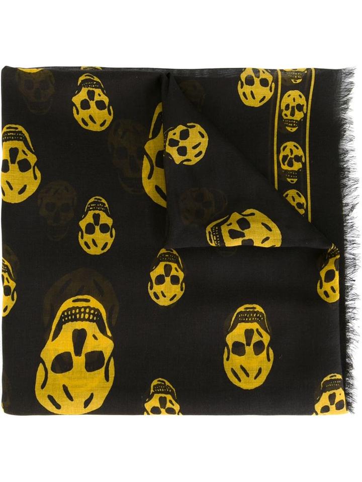 Alexander Mcqueen Skull Scarf, Men's, Black, Silk/modal