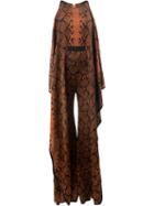 Balmain - Snake Print Jumpsuit - Women - Viscose - 38, Brown, Viscose