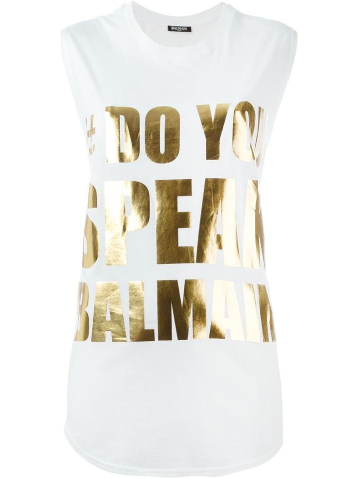 Balmain Do You Speak Balmain T-shirt, Women's, Size: 40, White, Cotton
