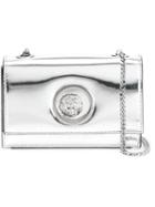 Versus Logo Plaque Shoulder Bag, Women's, Grey, Patent Leather