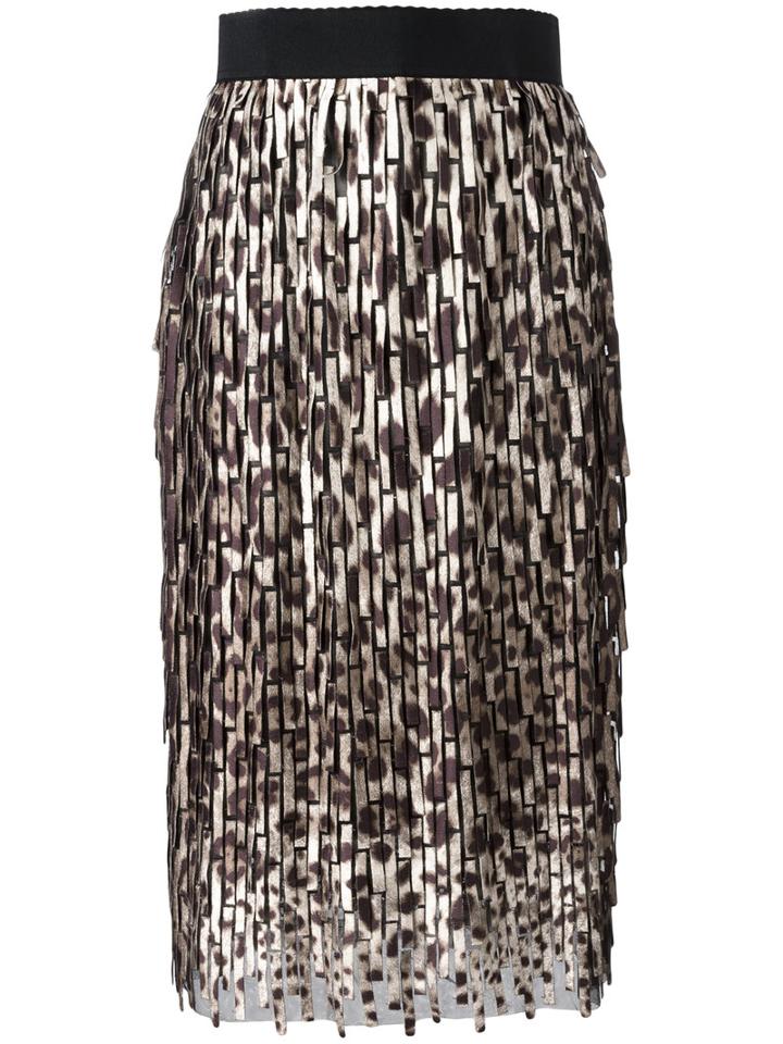 Dolce & Gabbana Leopard Print Midi Skirt, Women's, Size: 40, Brown, Polyester