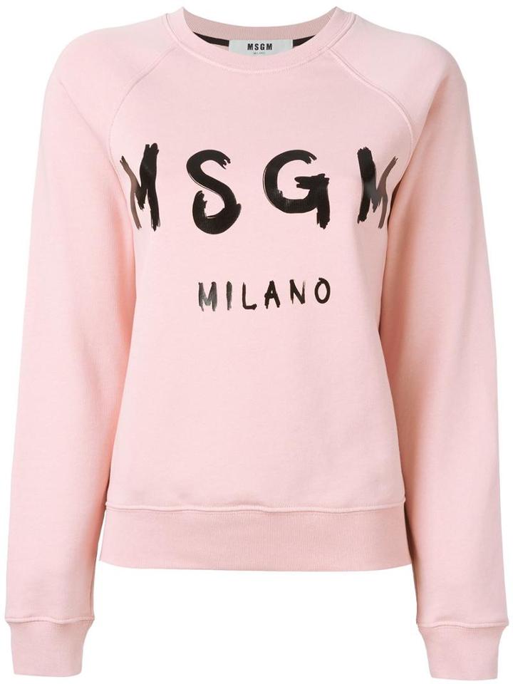 Msgm Logo Print Sweatshirt, Size: Medium, Pink/purple, Cotton