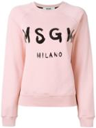 Msgm Logo Print Sweatshirt, Size: Medium, Pink/purple, Cotton