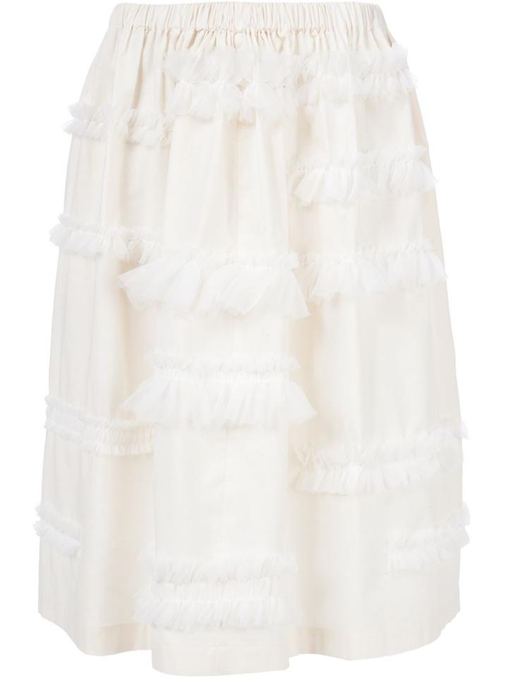 Comme Des Garçons Tricot Frill Detail Full Skirt, Women's, White, Cotton/polyester