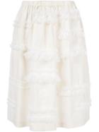 Comme Des Garçons Tricot Frill Detail Full Skirt, Women's, White, Cotton/polyester