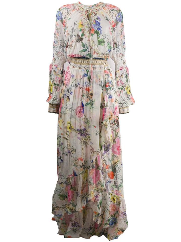 Camilla Blouson Sleeve Wrap Dress - Neutrals