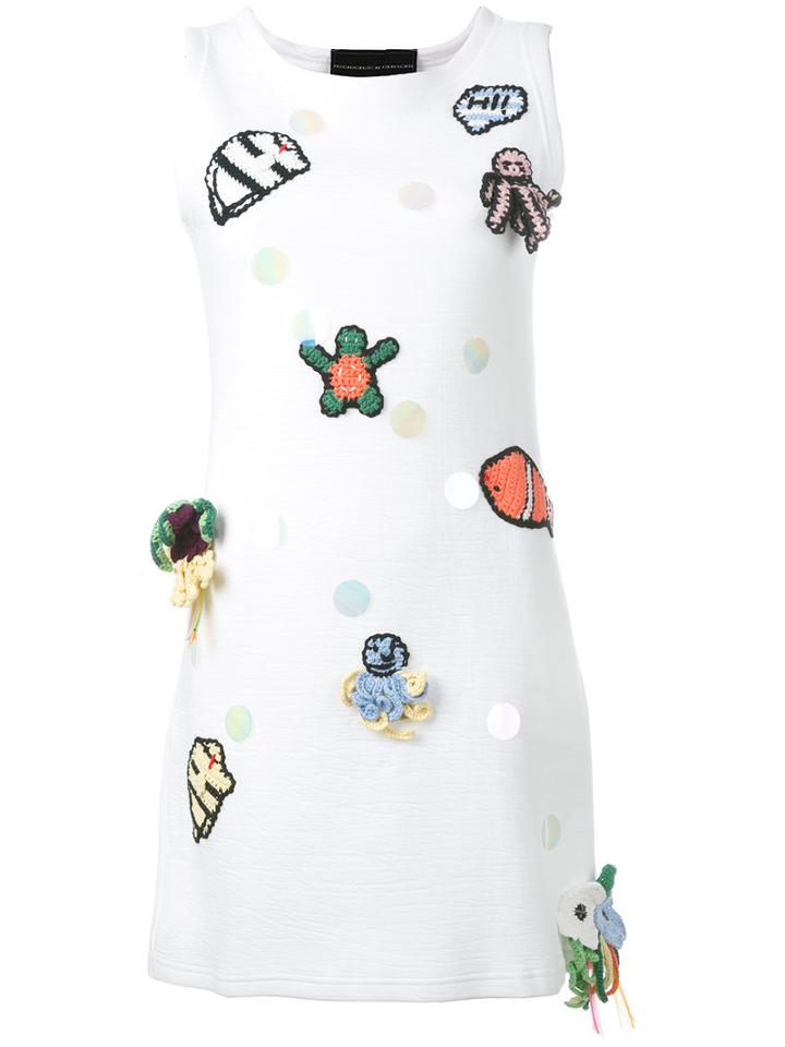 Michaela Buerger Patches Mini Tank Dress, Women's, Size: Medium, White, Cotton