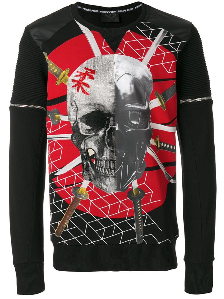 Philipp Plein Skull Print Zip Top - Black