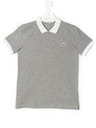 Moncler Kids Contrast Collar Polo Shirt, Boy's, Size: 14 Yrs, Grey