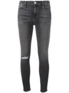 Frame Denim Distressed Skinny Jeans, Women's, Size: 27, Black, Cotton/polyester/spandex/elastane