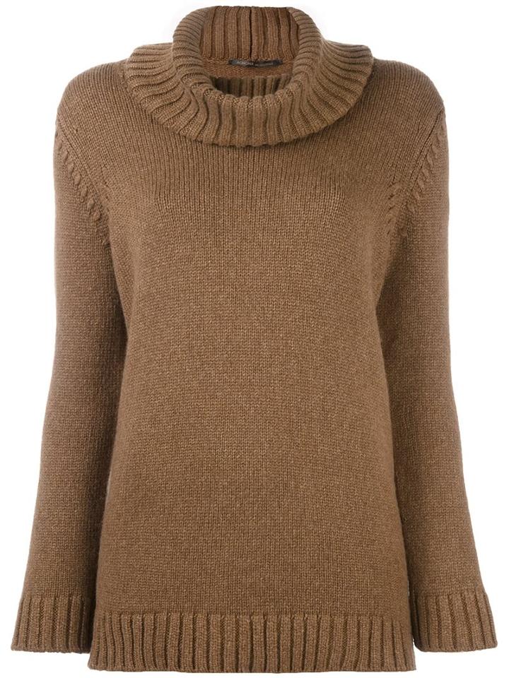 Agnona Cashmere Turtleneck Jumper, Women's, Size: 40, Brown, Cashmere