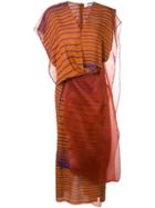 Chalayan Layered Organza Striped Dress - Brown