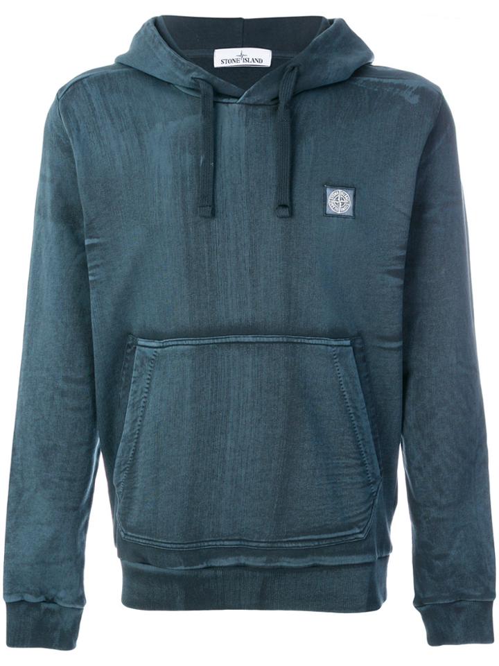 Stone Island Acid Wash Hoodie - Blue