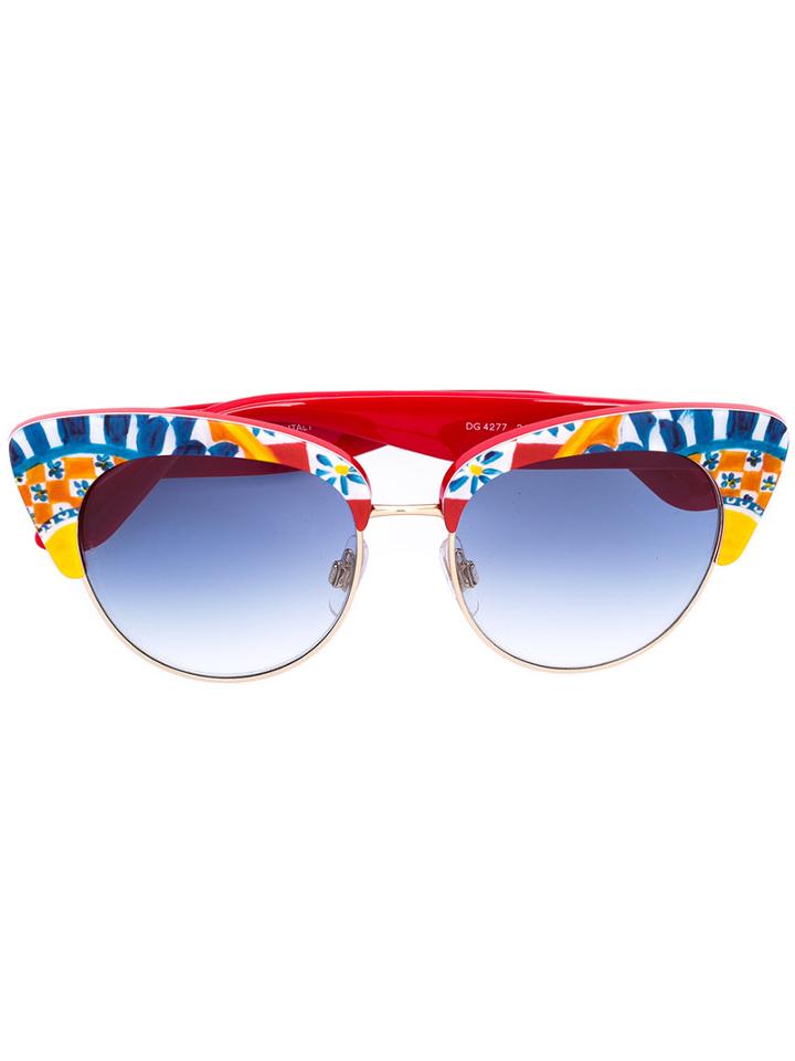 Dolce & Gabbana - Mambo Print Sunglasses - Women - Acetate/metal (other) - One Size, Red, Acetate/metal (other)