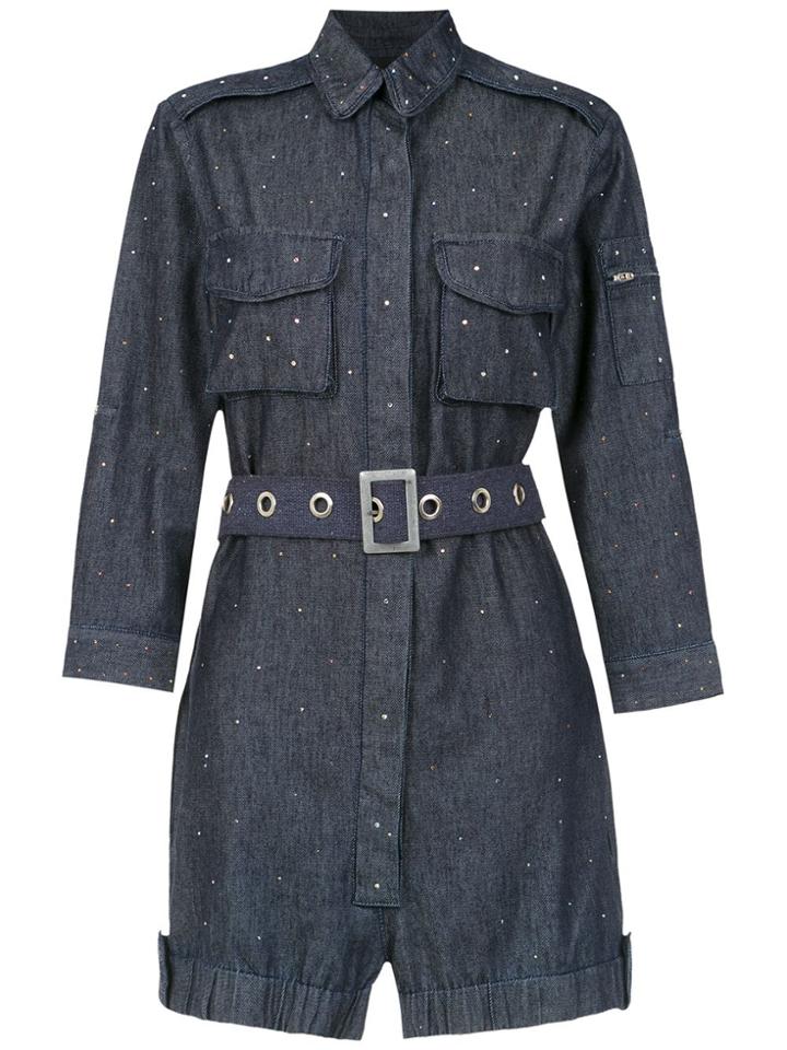 Andrea Bogosian Belted Denim Jumpsuit - Blue