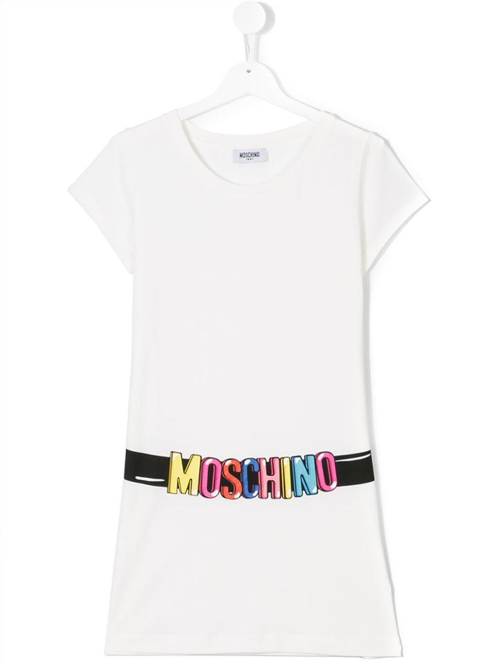 Moschino Kids Logo Belt Print T-shirt - White