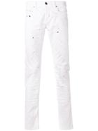 Les Hommes Paint Splatter Slim-fit Jeans - White