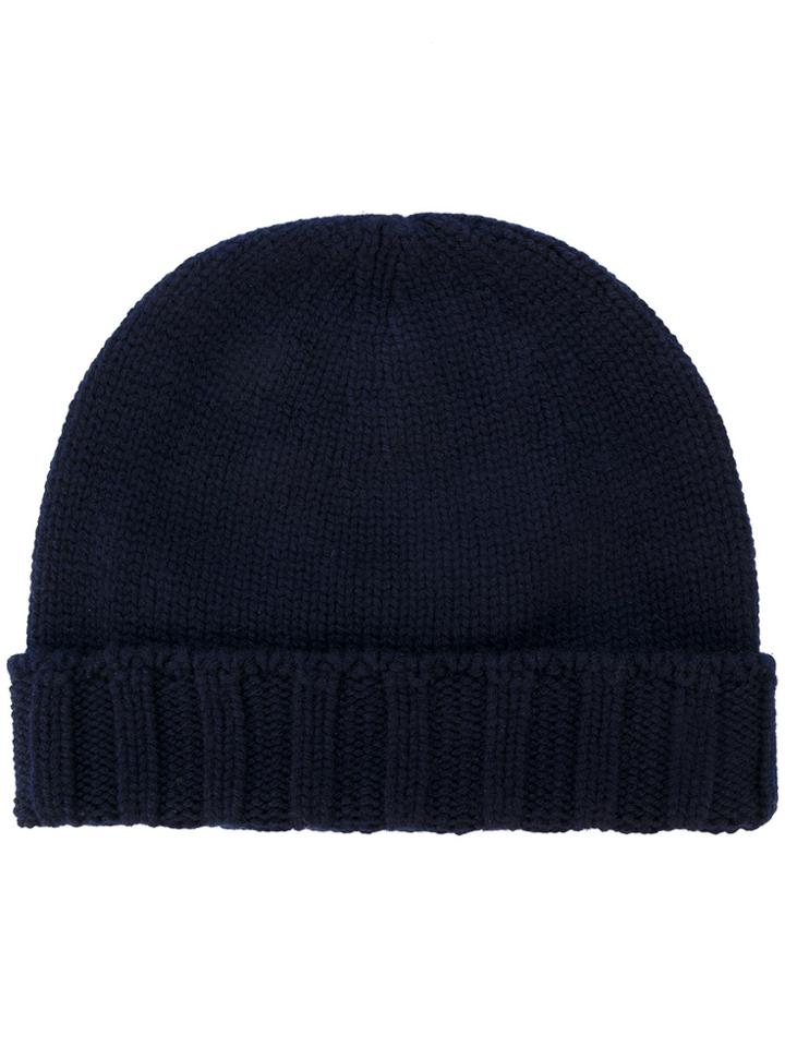 Drumohr Beanie With Ribbed Trim - Blue