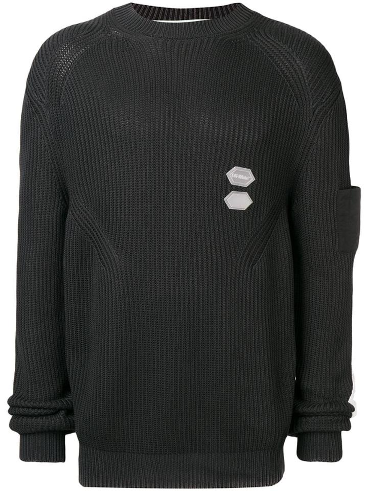 Off-white Ribbed Knitted Jumper - Black