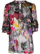 Alice+olivia Julius Floral Print Blouse - Black