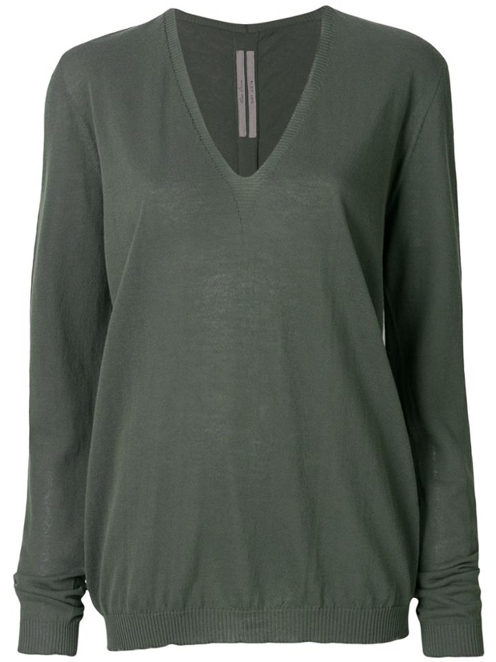 Rick Owens Plunge Neck Sweater - Green