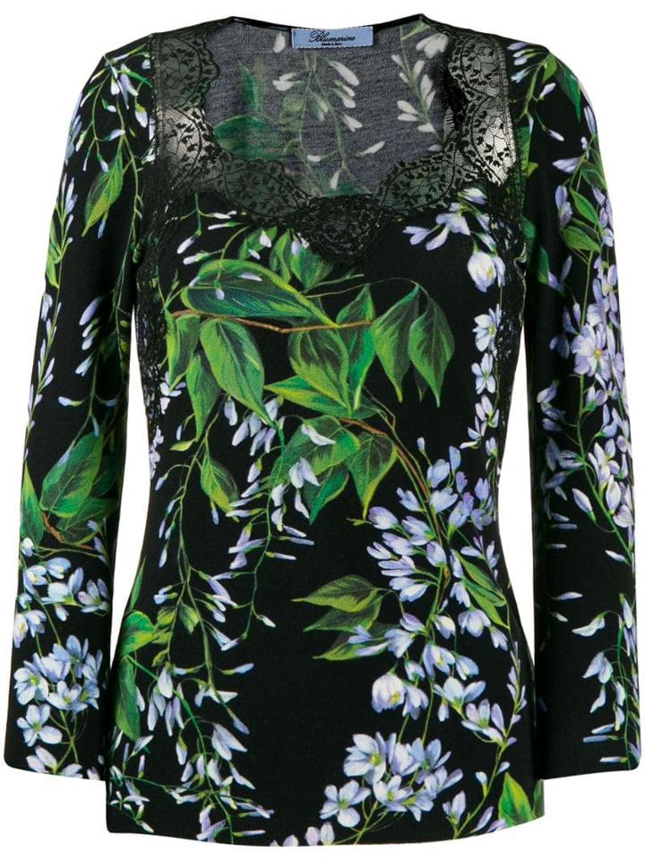 Blumarine Floral-print Top - Black