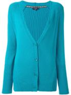 Etro V Neck Cardi-coat, Women's, Size: 42, Blue, Viscose/cashmere/wool