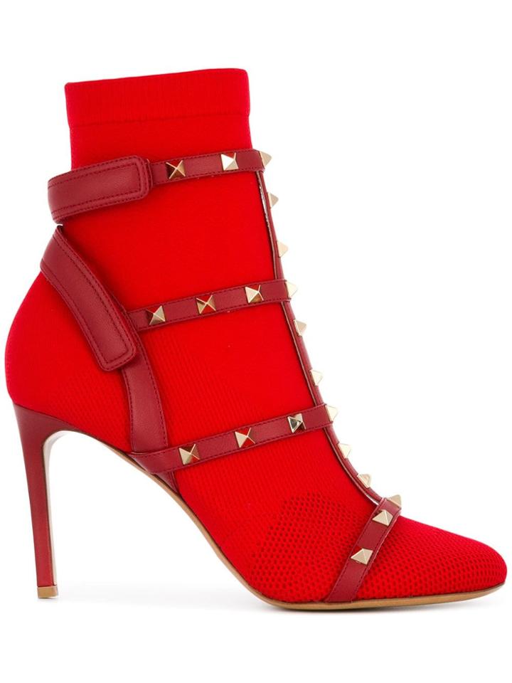 Valentino Valentino Garavani Rockstud Booties - Red
